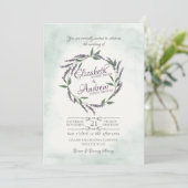 Lavender Vine Ring Wedding Einladung (Stehend Vorderseite)