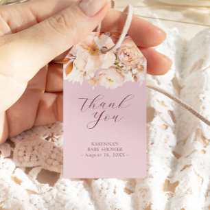 Lavender Vintag Floral Fall Baby Dusche Vielen Dan Geschenkanhänger
