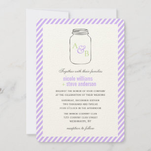 Lavender Vintag Mason Jar Monogram Wedding Einladung