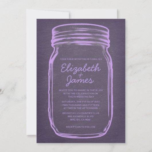Lavender Vintag Mason Jar Wedding Einladungen (Vorderseite)