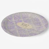 Lavender Vintag Newspaper Wedding Pappteller (Schrägansicht)