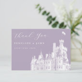 Lavender Vintage Castle Destination Wedding Dankeskarte (Stehend Vorderseite)
