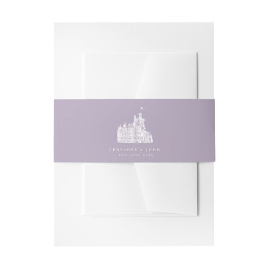 Lavender Vintage Castle Destination Wedding Einladungsbanderole (Vorderseite Beispiel)