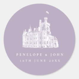 Lavender Vintage Castle Destination Wedding Runder Aufkleber