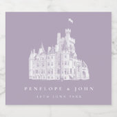 Lavender Vintage Castle Destination Wedding Schaumweinetikett (Einzelnes Label)