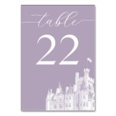 Lavender Vintage Castle Destination Wedding Tischnummer (Rückseite)
