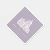 Lavender Vintage Castle Illustration Wedding Serviette (Ecke)