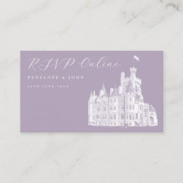 Lavender Vintage Castle RSVP Wedding Website Begleitkarte