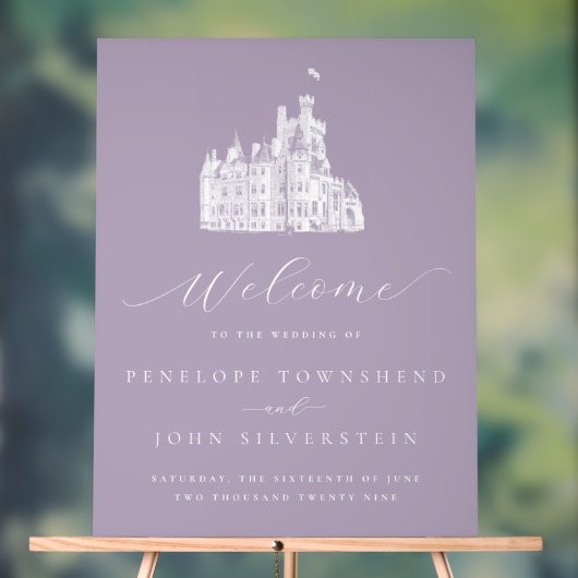 Lavender Vintage Castle Wedding Welcome Acrylschild (Neutral)