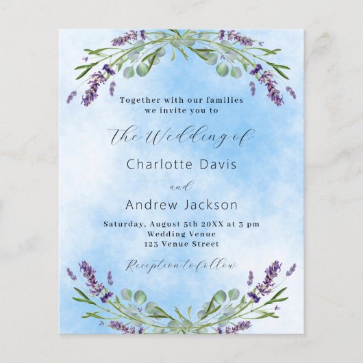 Lavender violet blauen QR Einladung zur Hochzeit Flyer (Vorne)