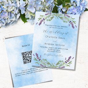 Lavender violet blauen QR Einladung zur Hochzeit Flyer