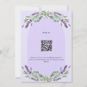 Lavender violet Blumenbogen QR UAWG Luxushochzeit Einladung (Rückseite)