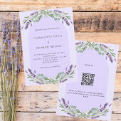 Lavender violet Blumenbogen QR UAWG Luxushochzeit Einladung
