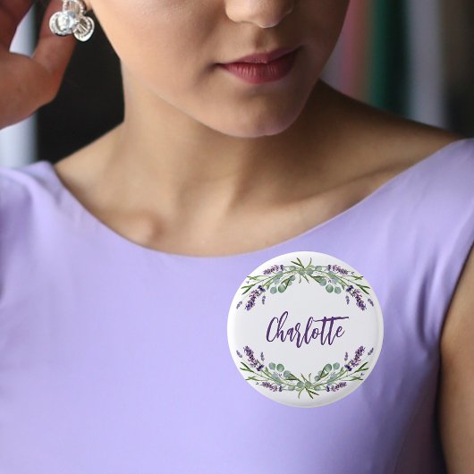Lavender violet eucalyptus name script button