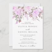 Lavender & Violet Floral Wedding Einladung (Vorderseite)