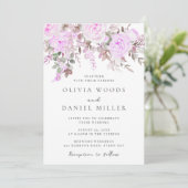 Lavender & Violet Floral Wedding Einladung (Stehend Vorderseite)