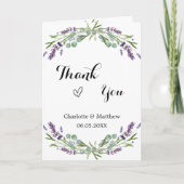 Lavender violet florals Foto Hochzeit danke Karte (Vorderseite)