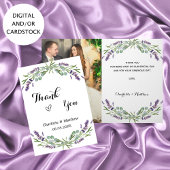 Lavender violet florals Foto Hochzeit danke Karte