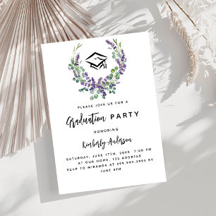 Lavender violet florals Luxus Graduation Party Einladung