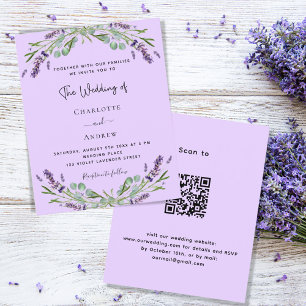 Lavender violet QR-Code Budget Einladung zur Hochz Flyer