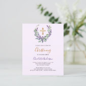 Lavender violett florale Girl Budget Christening (Stehend Vorderseite)