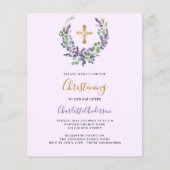 Lavender violett florale Girl Budget Christening (Vorderseite)