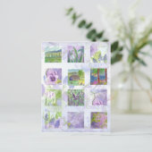 Lavender Wasserfarbenfeld Blume Wiese Tulip Postkarte (Stehend Vorderseite)