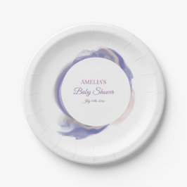 Lavender Watercolor Abstract Baby Shower Pappteller