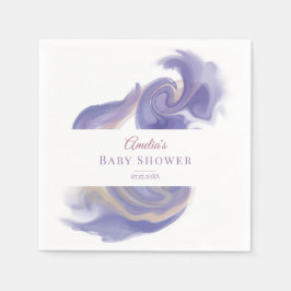 Lavender Watercolor Abstract Baby Shower Serviette
