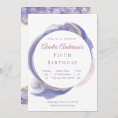 Lavender Watercolor Abstract Birthday Invitation Einladung (Vorne/Hinten)