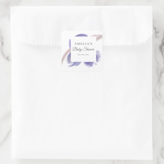 Lavender Watercolor Abstract Square Sticker (Tasche)