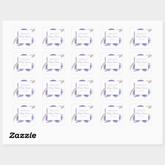 Lavender Watercolor Abstract Square Sticker (Blatt)