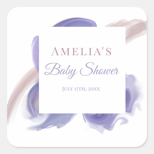 Lavender Watercolor Abstract Square Sticker (Vorderseite)
