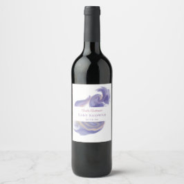 Lavender Watercolor Abstract Wine Bottle Label Weinetikett