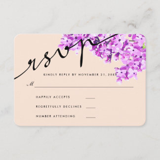Lavender Watercolor Blume Hochzeitsstimmung RSVP M Karte