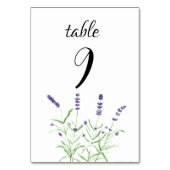 Lavender Watercolor Blütenviolette Blumen Hochzeit Tischnummer (Vorderseite)