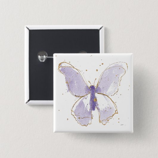 Lavender Watercolor Butterfly Button (Vorne & Hinten)