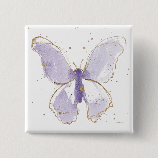 Lavender Watercolor Butterfly Button (Vorderseite)
