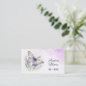 Lavender Watercolor Butterfly Visitenkarte (Stehend Vorderseite)