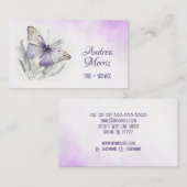 Lavender Watercolor Butterfly Visitenkarte (Vorne/Hinten)