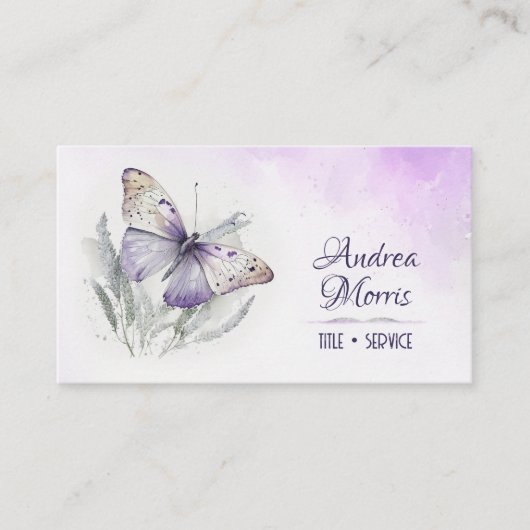 Lavender Watercolor Butterfly Visitenkarte (Vorderseite)