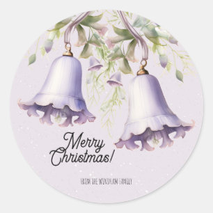 Lavender Watercolor Christmas Bell Runder Aufkleber