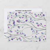 Lavender Watercolor Custom Personal Stationery Mitteilungskarte (Vorne/Hinten)