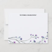 Lavender Watercolor Custom Personal Stationery Mitteilungskarte (Rückseite)