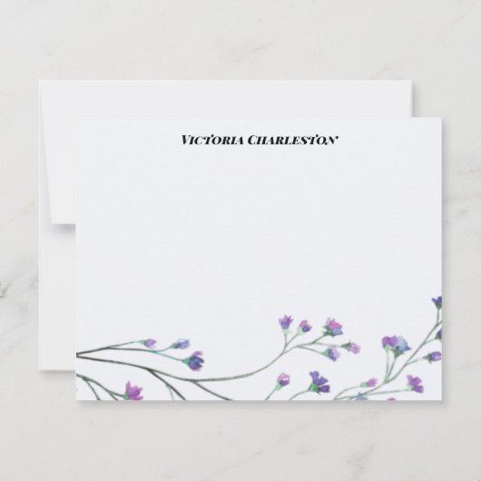 Lavender Watercolor Custom Personal Stationery Mitteilungskarte (Rückseite)