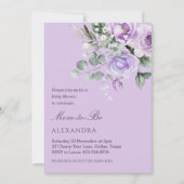 Lavender Watercolor Floral Baby Dusche Einladung (Vorderseite)