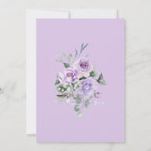 Lavender Watercolor Floral Baby Dusche Einladung (Rückseite)