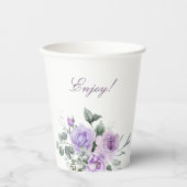 Lavender Watercolor Floral Baby Dusche Pappbecher (Vorderseite)