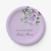 Lavender Watercolor Floral Baby Dusche Pappteller (Vorderseite)