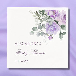 Lavender Watercolor Floral Baby Dusche Serviette